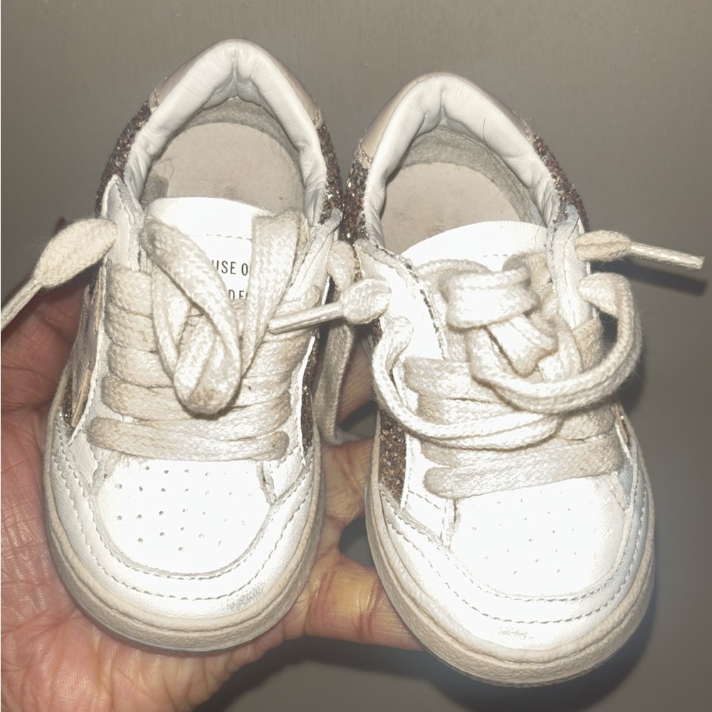 Golden Goose Kids White and Tan Sneakers